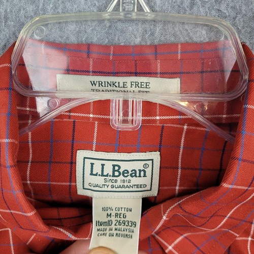 L L Bean Button Up Shirt Mens Medium Short Sleeve Red - Picture 4 of 10