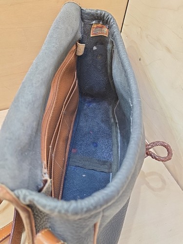 Vintage Dooney And Bourke blau genarbtes Leder hellbrauner Besatz/Riemen - Bild 19 von 24