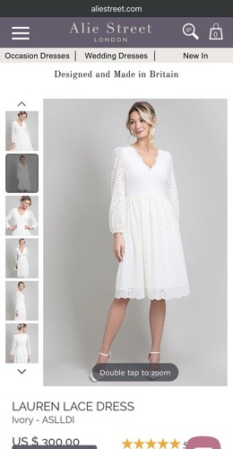 NWOT Alie Street London “Lauren” Lace Ivory Bridal Dress Size 8-10 - Picture 2 of 11