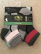Athletic Works Girls' Cushion Ankle Socks, 6 Pairs