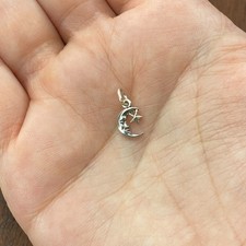 Vintage Sunwest 925 Sterling Silver Moon  Star Celestial Tiny Pendant Charm