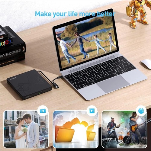 Origbelie External Dvd Drive, Cd Drive Usb 3.0 Typle C Cd/dvd Rom +/-rw Adapter - Picture 4 of 10