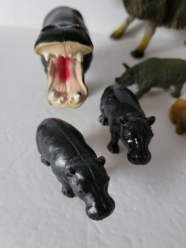 Lote De 11 Animales De Safari De Colección PVC Hipopótamos León Tigres Jaguares Yak Grande - Imagen 2 de 10