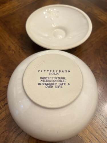 "Cazuela individual Pottery Barn Sicilia beige cerámica con tapa 5 3/8"" Portugal" - Imagen 4 de 4