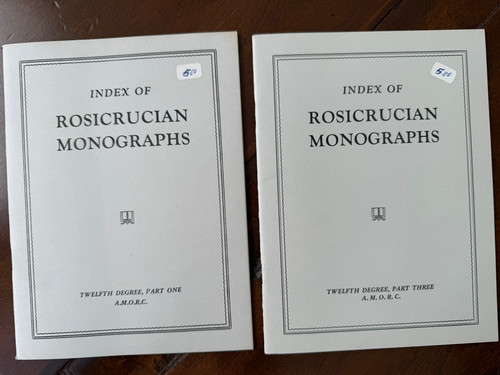 Index Of Rosicrucian Monographs Twelfth Degree Part One Part Three AMORC Occult - Picture 1 of 4