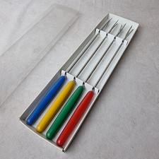 Fourchette à Fondue Vintage IKEA – Lot 4 – Manche Bois Coloré – Années 80