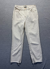 We The Free Curvy Jeans Women 29 Fits 28x25.5 Cream Denim Straight Leg Raw Hem