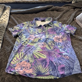 Sunday Swagger Women’s Golf XL Tropical Purple Short Sleeve Collared Polo
