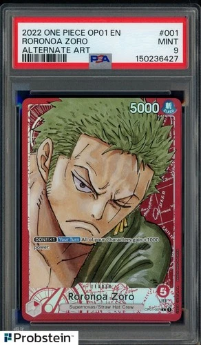 2022 One Piece OP01 EN #001 Roronoa Zoro Alternate Art PSA 9 MINT