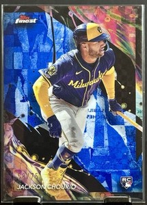 2024 Topps Finest Jackson Chourio Rookie Uncommon Blue Checkerboard /75 #159 RC