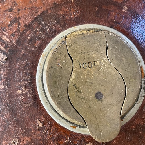 Vintage Rabone Chesterman Industrial Leather & Brass Winding Tape Measure 100FT - Picture 3 of 7