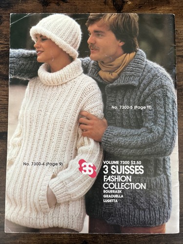 1980 3 SUISSES #7300 Fashion Collection Knitting Patterns - Women, Men, Child - Picture 2 of 8