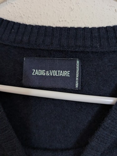 Zadig & Voltaire Womens Size Medium Tessa Star-Patch Cashmere Sweater Blue - Picture 2 of 5