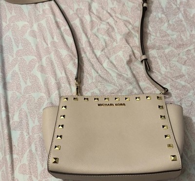 NEW MICHAEL KORS SELMA STUD MEDIUM BLUSH LEATHER MESSENGER BAG 30T3GSMM2L 