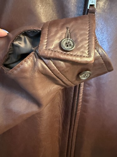 Chaqueta De Colección Polo Ralph Lauren Cuero Suave Para Hombre Pequeña Marrón Pata de Gallo Forrada - Imagen 4 de 15