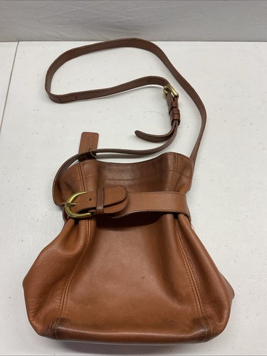 Vintage Coach Bag Bucket Soho Brown Leather Pouch Belted 4156 EUC crossbody - Picture 1 of 16
