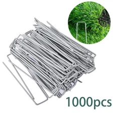 1000 Pack 6" 11 Gauge Landscape Staples Garden Stakes Galvanized Sod Staples