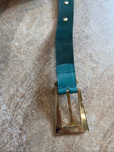 Vintage Limited Damen Medium Grün Leder Gold Verziert Statement Gürtel - Bild 8 von 10