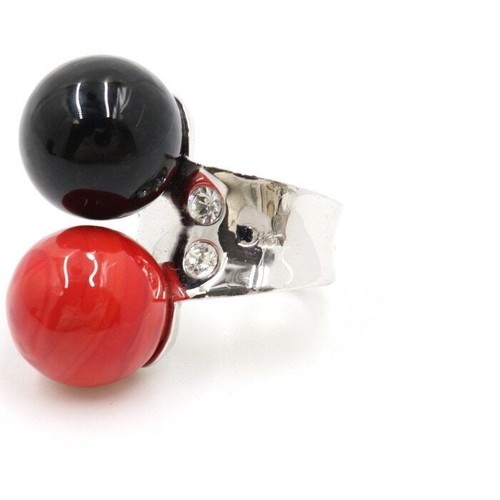 Bague à prix réduit en cristal double boule Dior noir rouge 12 132409873