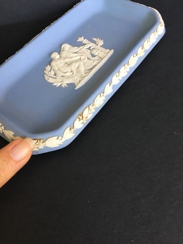 Plato baratija rectangular neoclásico jaspe azul Wedgwood - Imagen 7 de 11
