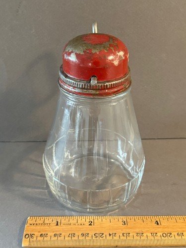 1940'S ARMSTRONG CORK CO DUNKIRK VINTAGE GLASS NUT GRINDER RED TIN LID - Bild 2 von 7