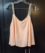 Ocean Drive Vintage Havana Crop Tank Top Embroidered strap Peach Medium NWT