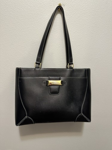 Vintage ST. JOHN  Black Shoulder Handbag Pre Owned With Gold plaque. - Picture 2 of 17