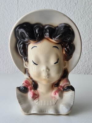 Royal Copley Frauenkopf Vase lady head vase wall pocket Porzellan 40er Jahre
