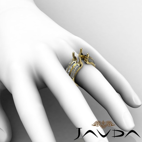 Round Semi Mount Pave Channel Set Diamond Engagement Ring 14k Yellow Gold 1.15Ct - Picture 6 of 6