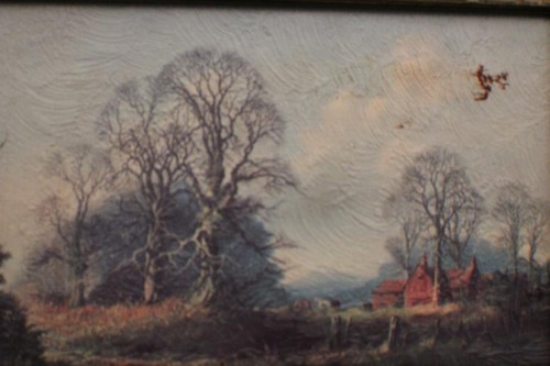 Pintura al óleo paisaje arbolado granja * 4202 - Imagen 2 de 4