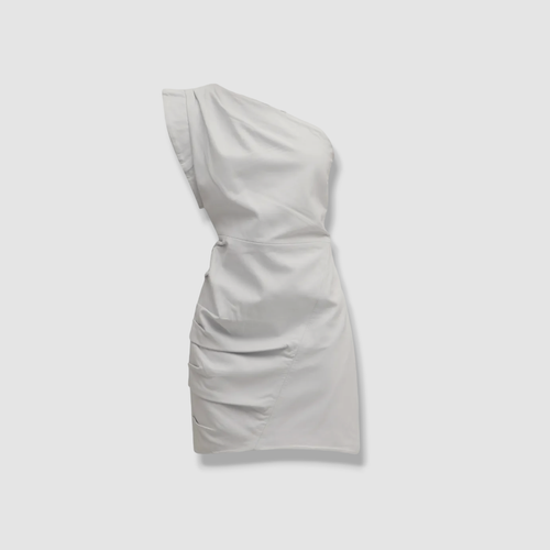 $625 LaMarque Women's White Corey Draped One-Shoulder Leather Mini Dress Size XS - Picture 5 of 8