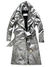 50% Off‼️$3,610 Alexandre Vauthier Metallic Silver Trench Coat Size 36fr | Small