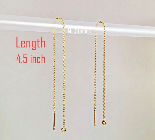 2pcs 14K Gold Filled Threader Earrings Cable 4.5 inch E78g - Picture 1 of 6