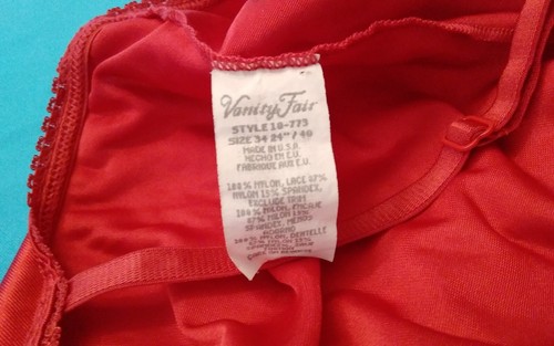 Vintage Vanity Fair Red Satiny Lingerie Slip Nightie SZ 34 - Picture 9 of 10