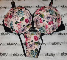 NEW Victoria's Secret Very Sexy Push-Up Bra Floral 36C & Brazilian Set Large VS