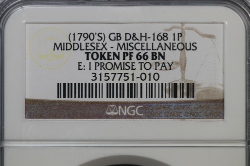 (1790er) D&H-168 NGC PF 66 BN MIDDLESEX - DIVERSE Gr Brit Conder Medaille 1P - Bild 4 von 4