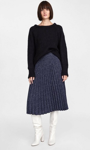 Midi M mooie bedrukte gebloemde geplooide lange Xs rok Nieuw L Zara S gebreide qEwxFvFS