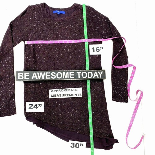 APT 9 Sweater Womens Small Sequin Purple Asymmetrical Hem Long Sleeve Office - Picture 3 of 11