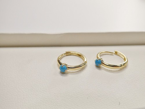10K REAL YELLOW GOLD DESIGNS TURQUOISE FANCY EARRINGS - Picture 8 of 8