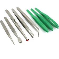 8 Pc Tweezer Set for Crafts & Beading