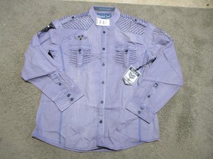 NEW-Roar-Button-Up-Shirt-Adult-2XL-XXL-Purple-Black-Club-Wear-Long-Sleeve-Mens