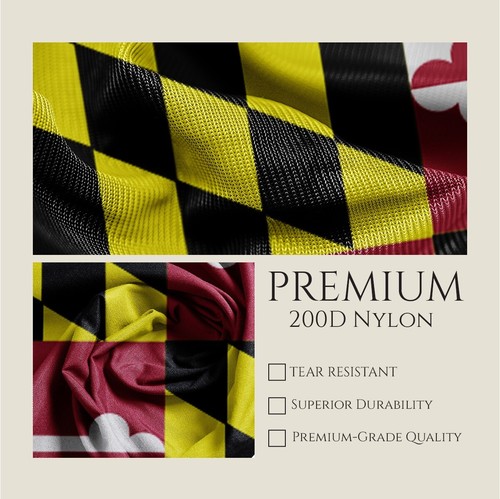 Promo Patriot's Maryland MD State Flag Una Capa Reverso Impreso 200D Nylon - Imagen 45 de 66