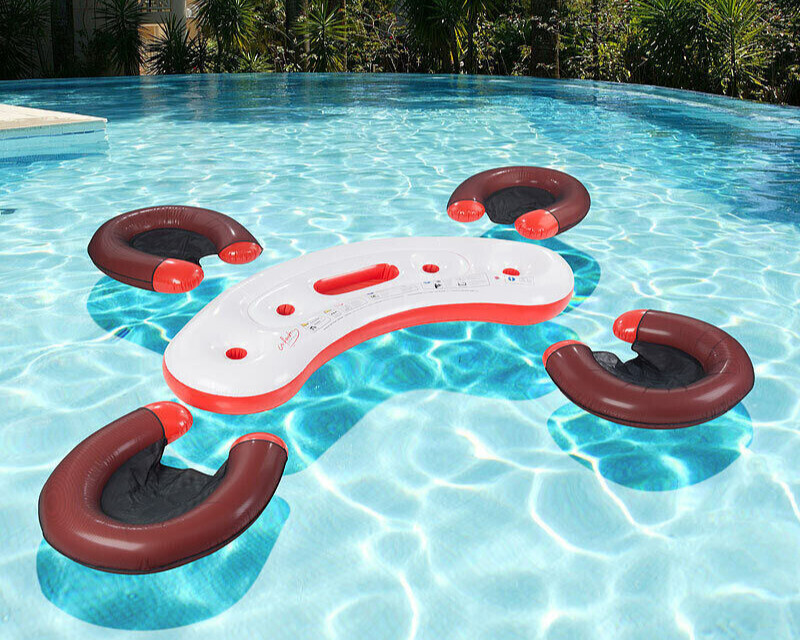 NUEVO Bar de piscina flotante con cuatro sillones para fiesta acuática vacaciones playa niños