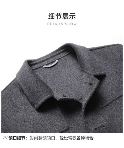 Autumn Coat Men's Cashmere Coat Blazer Button Wool Woolen Short Jacket Suit Coat - Picture 8 of 16