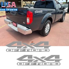 2Pcs Silver 4X4 Off-Road Truck Bed Side Sticker Decal For Nissan Frontier Titan
