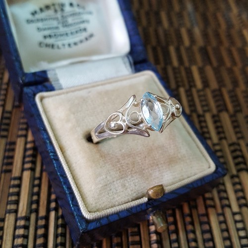 Vintage 925 Sterling Silver Ring, Genuine Blue Topaz Ring, Size O US 7.25 - Picture 6 of 8