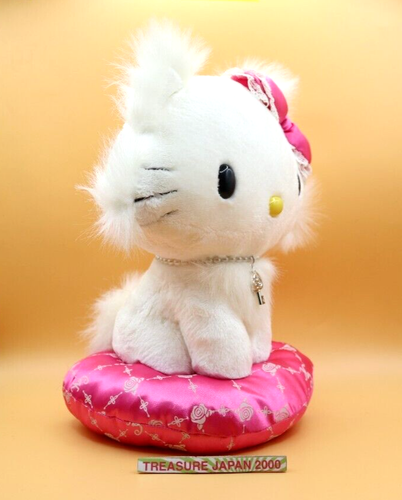 Cojín Sanrio Charmmy Kitty 10" felpa sobre rosa con adorno de llave 2005 Japón como nuevo - Imagen 5 de 10