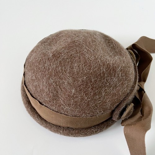 Vtg Women's Hat Brown Fur & Wool Church Lady Pill Box Sunday Movie Prop - Picture 4 of 11
