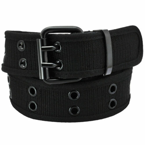 Unisex 100% Cotton Canvas Belt Double Grommet Two Hole Heavy Duty Men's Women's - Picture 2 of 34
