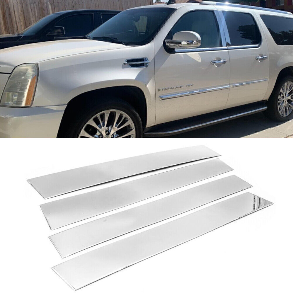 4pcs For 2007-2014 Cadillac Escalade/ESV/EXT SUV Chrome Pillar Posts Door Trim